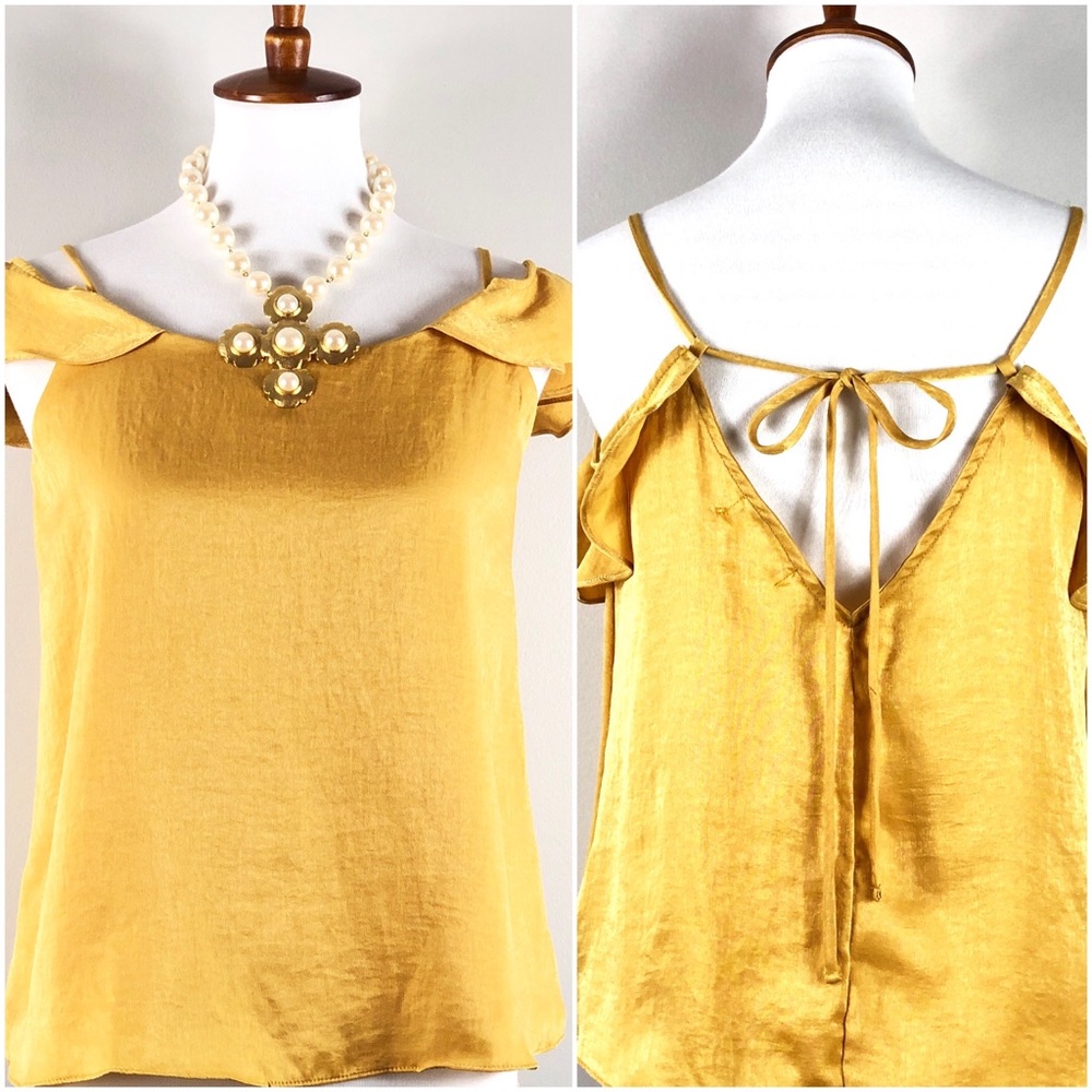 Gold Ruffled Top w/ Low Cut Back - Picture 2 of 9